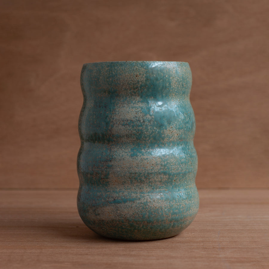 'Wavy Vase' (Turquoise) Pottery by Emily Davis