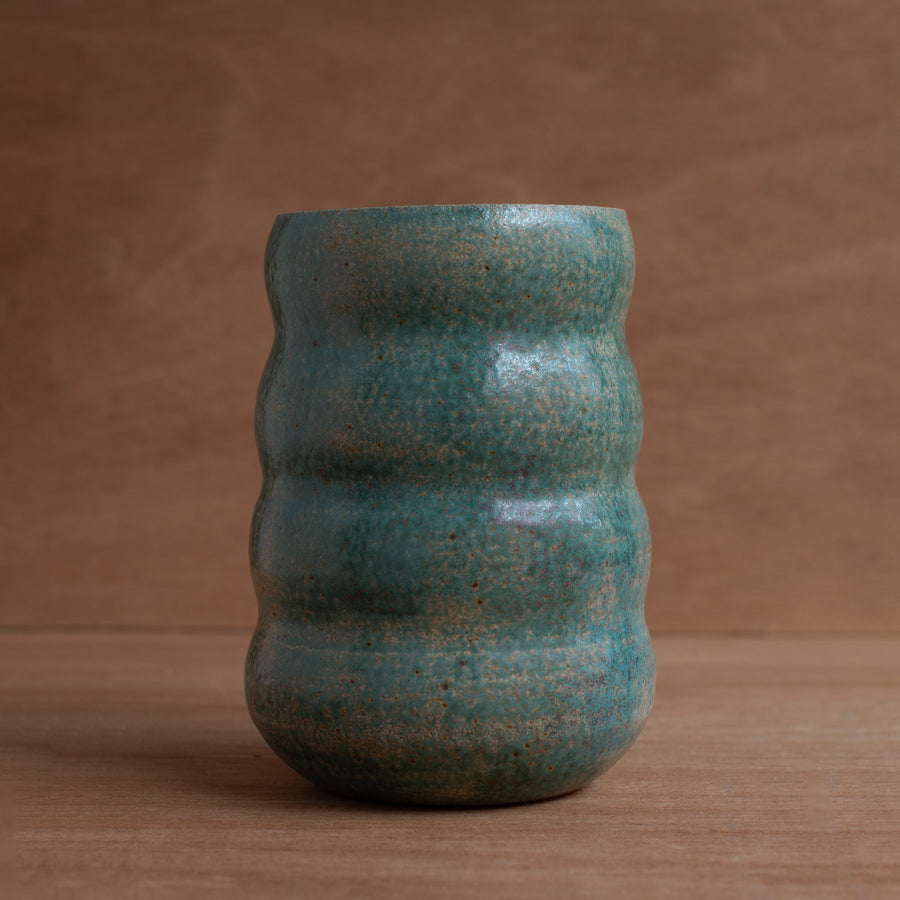 'Wavy Vase' (Turquoise) Pottery by Emily Davis