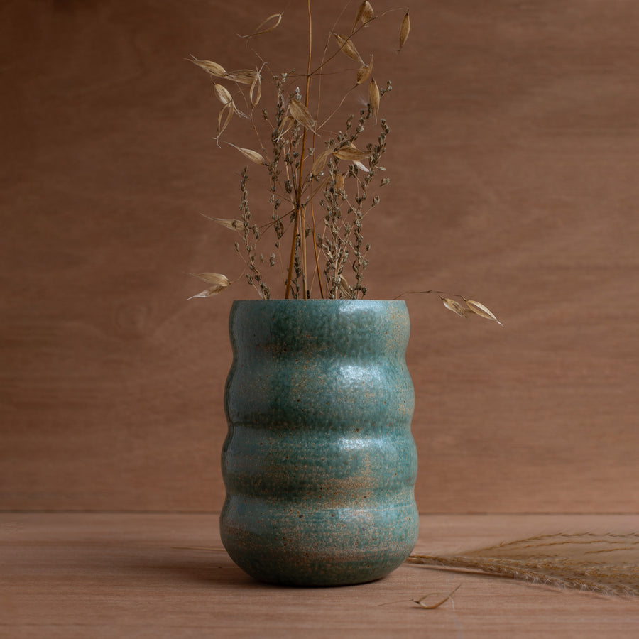 'Wavy Vase' (Turquoise) Pottery by Emily Davis