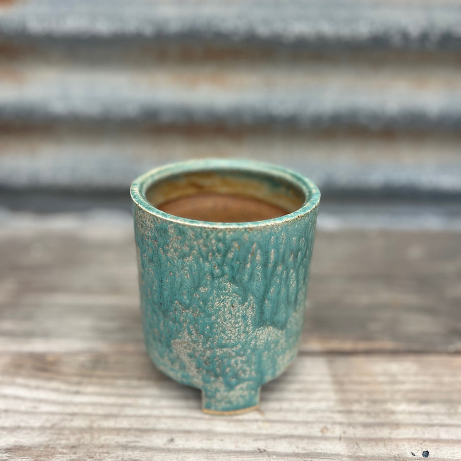 ‘Footed Stoneware Pottery One Color' (Turquoise) Pottery by Emily Davis