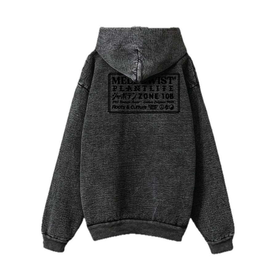 'Plantlife' Hoodie (Acid Wash Black)