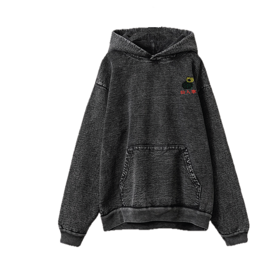 'Plantlife' Hoodie (Acid Wash Black)