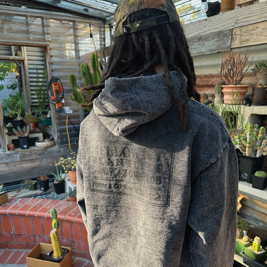 'Plantlife' Hoodie (Acid Wash Black)