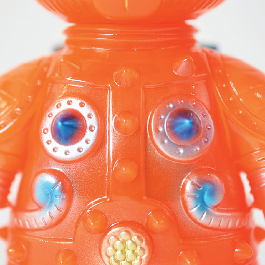 'Tomodachi- First Machine' Sofubi - (Kimagure Orange) + DOGUZA-jin (Clear Blue)