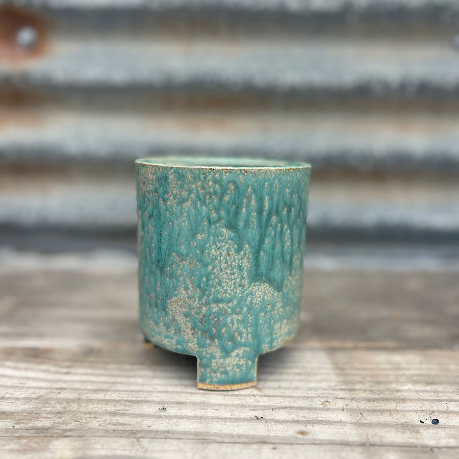 ‘Footed Stoneware Pottery One Color' (Turquoise) Pottery by Emily Davis