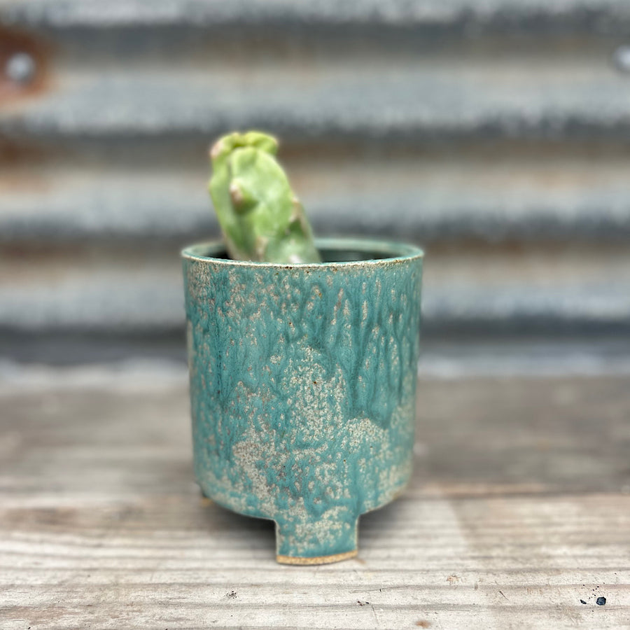 ‘Footed Stoneware Pottery One Color' (Turquoise) Pottery by Emily Davis