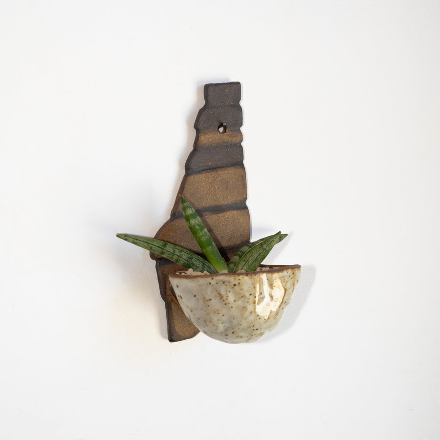 'Ceramic Wall Hanging Plant holder' Diana M (White w/ Brown)