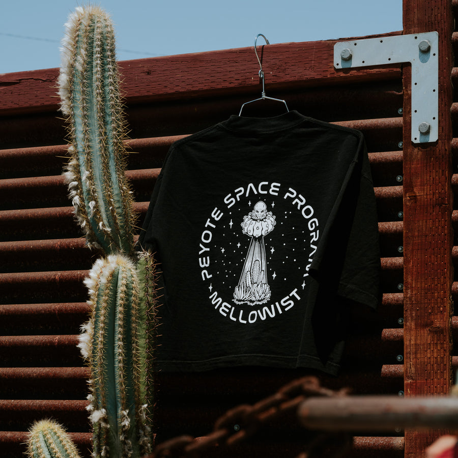 'Peyote Space Program' Women's Cropped T (Black)