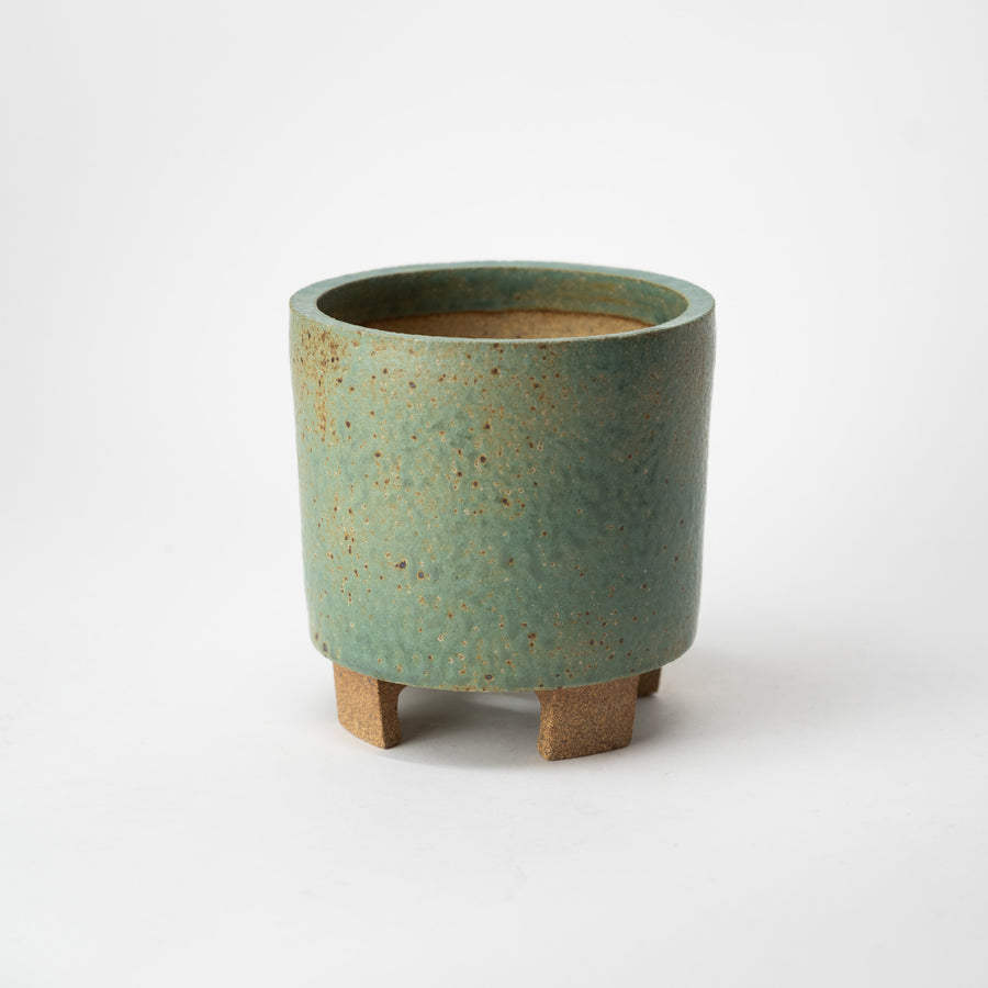 'Footed Plant Pot' (Turquoise) Pottery by Emily Davis