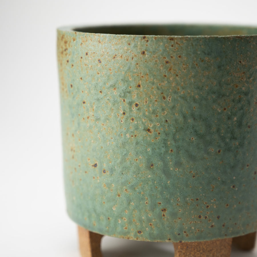 'Footed Plant Pot' (Turquoise) Pottery by Emily Davis