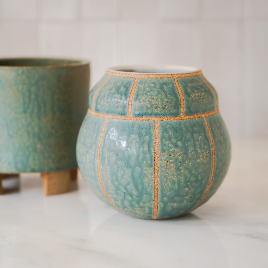 'Rounded Vase' (Turquoise) Pottery by Emily Davis