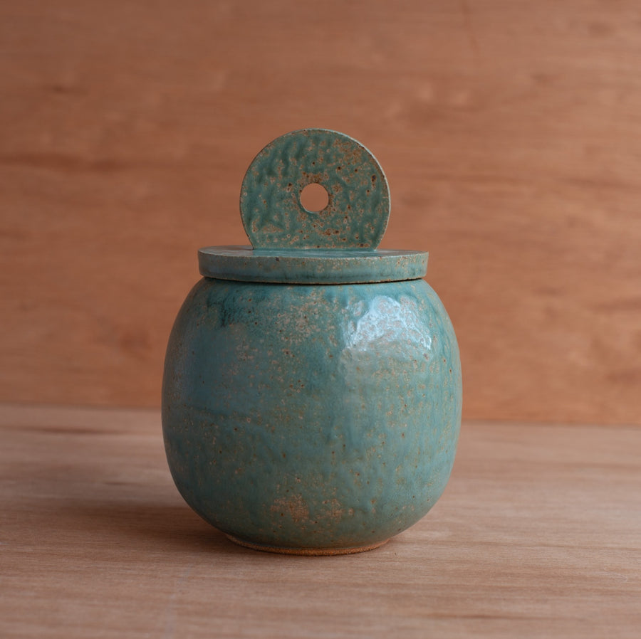 'Stoneware Jar' 2 (Turquoise) Pottery by Emily Davis