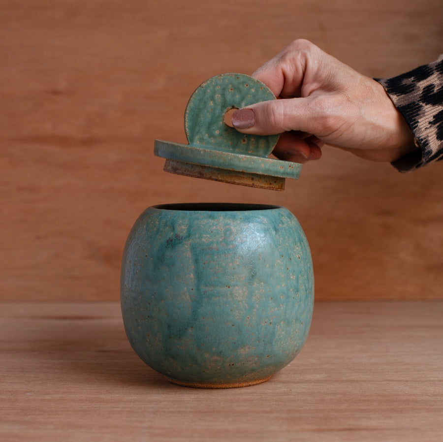 'Stoneware Jar' 2 (Turquoise) Pottery by Emily Davis