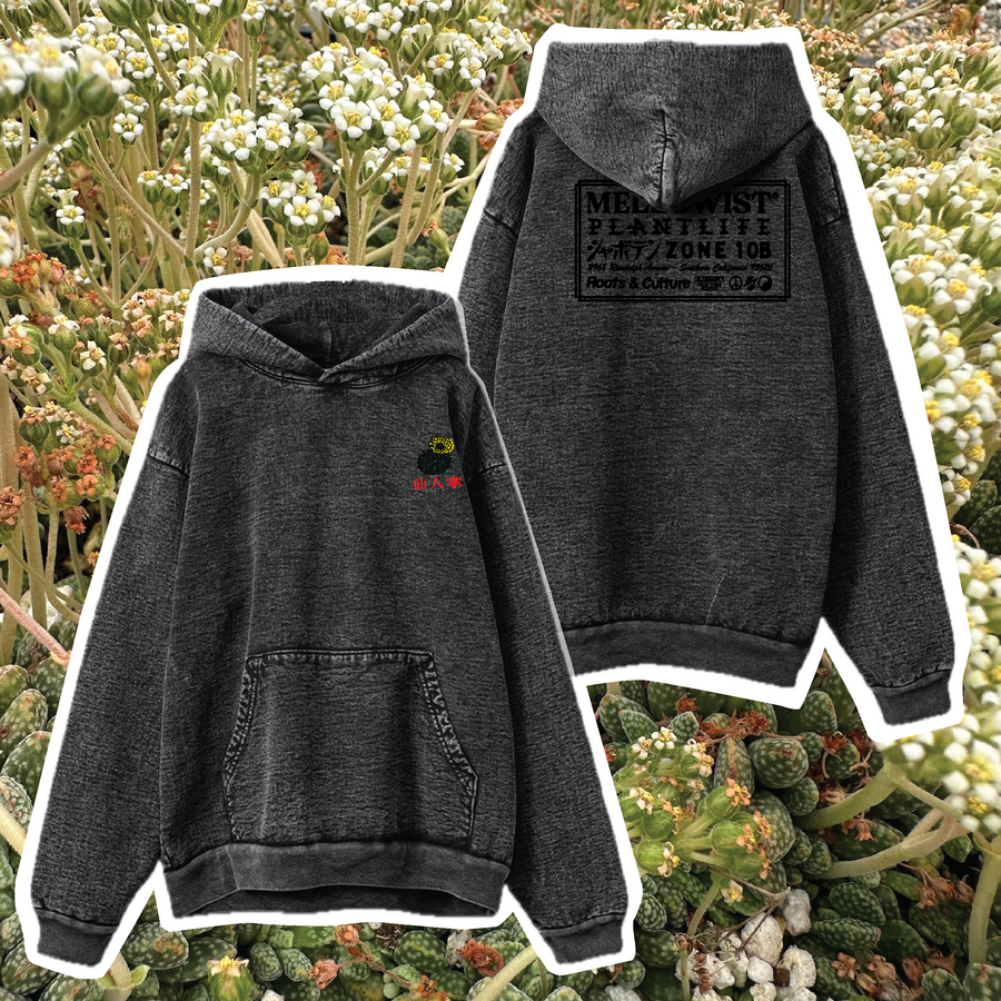 'Plantlife' Hoodie (Acid Wash Black)