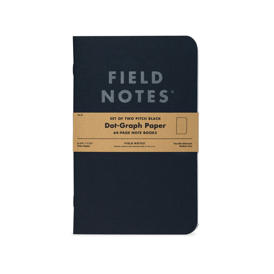 'Pitch Black Notebook - Dot-Graph Paper' (2- Pack)