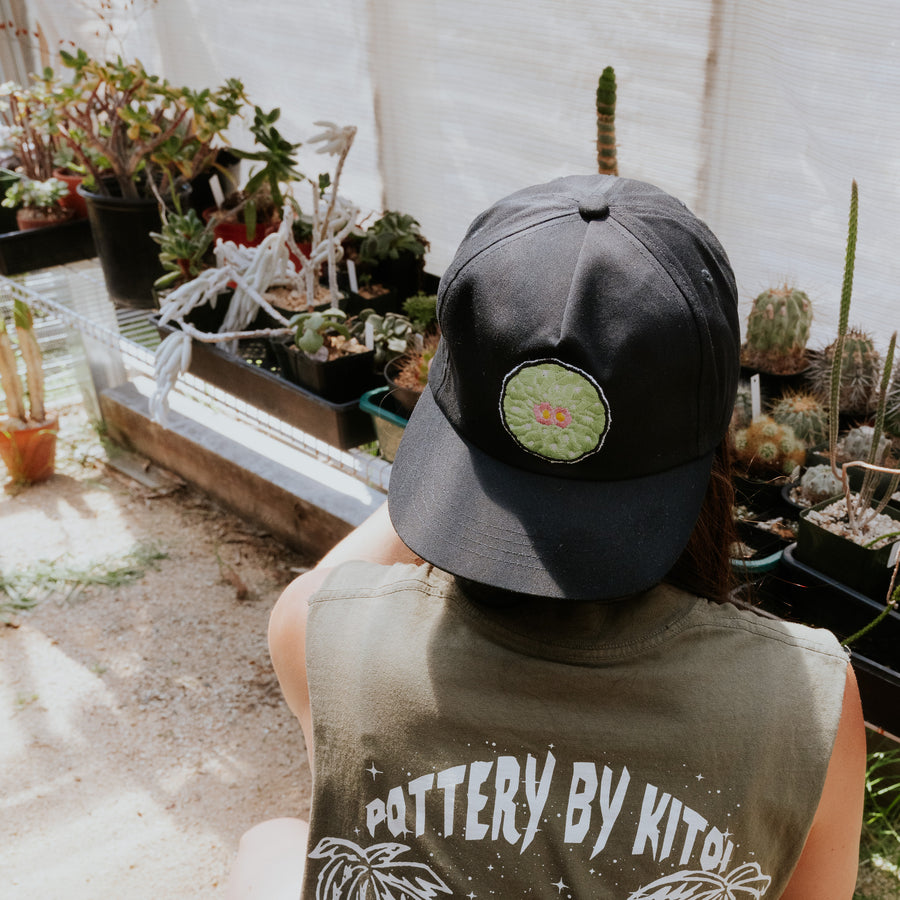 'Lophophora Hat' Embroidered Patch by Sew Aloha (Black)