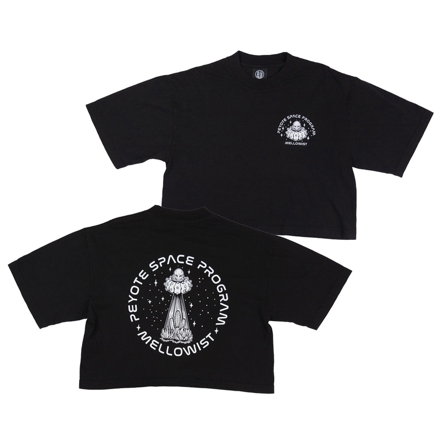 'Peyote Space Program' Women's Cropped T (Black)